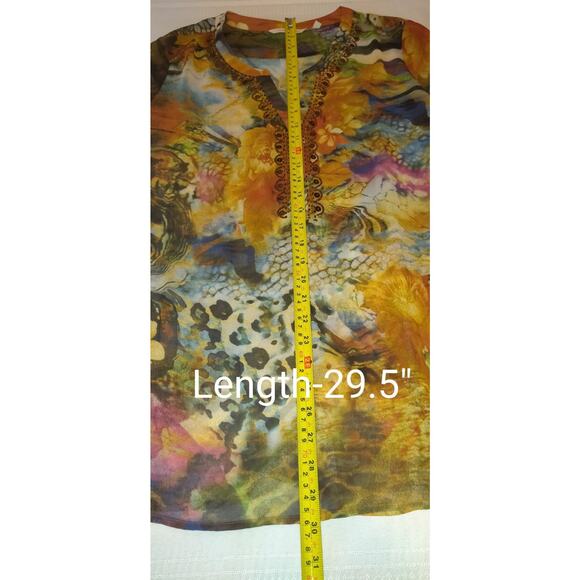 Soft Surroundings Top Topper Womens XL Sheer Boho Lightweight Sequins Pretty! - Picture 10 of 16